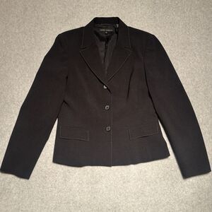 Sandra Angelozzi Blazer Womens Medium 40 Black Wool Outer Stitch Career Office